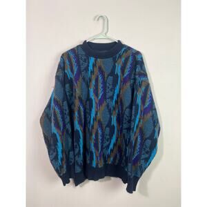 VTG 90's Fuzzy Coogi Style Empessions int. Abstract Sweater size Large